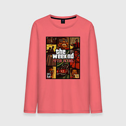Лонгслив хлопковый мужской The weeknd постер гта, цвет: коралловый