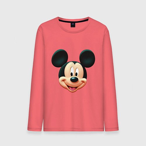 Мужской лонгслив Mickey mouse head / Коралловый – фото 1