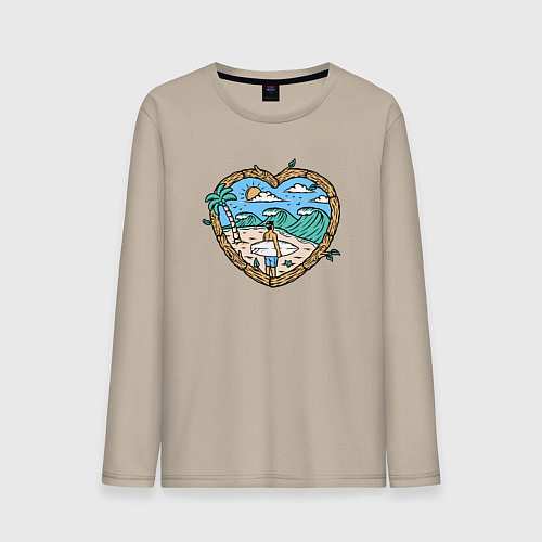 Мужской лонгслив Люблю серфинг / Миндальный – фото 1