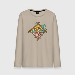 Лонгслив хлопковый мужской Девушка и фламинго, цвет: миндальный