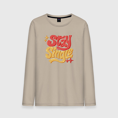 Мужской лонгслив Stay single / Миндальный – фото 1