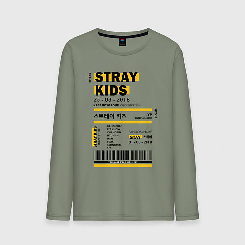 Мужской лонгслив Stray kids ticket / Авокадо – фото 1
