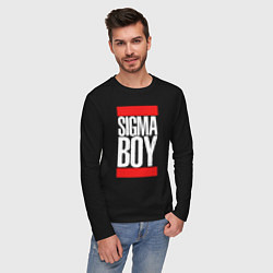 Лонгслив хлопковый мужской Sigma boy, цвет: черный — фото 2