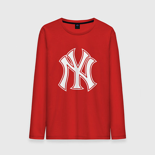 Мужской лонгслив New York yankees - baseball logo / Красный – фото 1