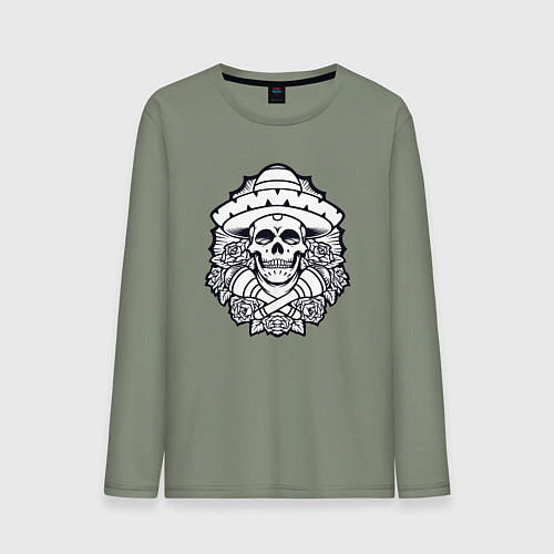 Мужской лонгслив Mexico skull / Авокадо – фото 1