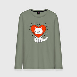 Лонгслив хлопковый мужской Кошкино сердечко, цвет: авокадо