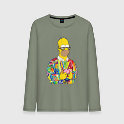 Лонгслив хлопковый мужской Красочный Гомер, цвет: авокадо