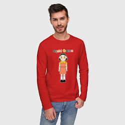Лонгслив хлопковый мужской Doll squid game, цвет: красный — фото 2