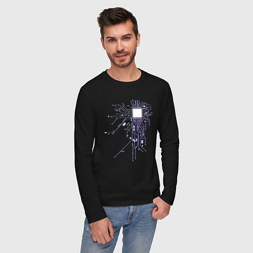 Мужской лонгслив Сердце хакера / Черный – фото 3