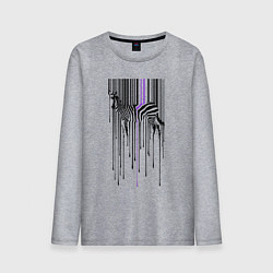 Лонгслив хлопковый мужской Штрихкод зебра, цвет: меланж