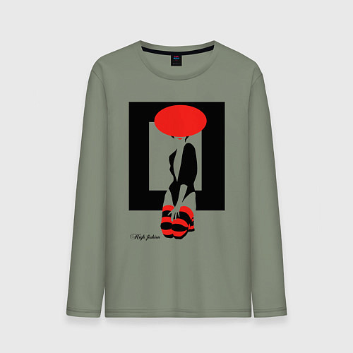 Мужской лонгслив Девушка в красной шляпе / Авокадо – фото 1