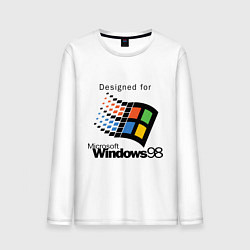 Лонгслив хлопковый мужской Предназначен для windows 98, цвет: белый