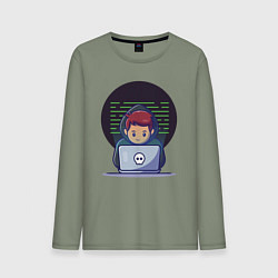 Мужской лонгслив Хакер с ноутбуком