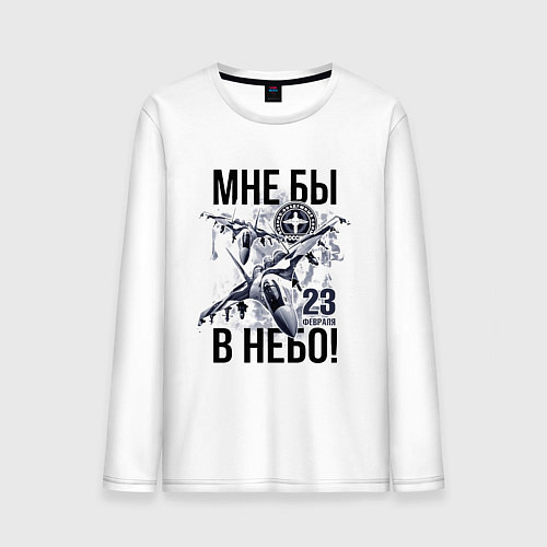 Мужской лонгслив 23 февраля ВВС России / Белый – фото 1