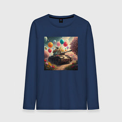 Лонгслив хлопковый мужской Мужской праздник, цвет: тёмно-синий