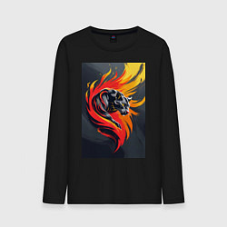Мужской лонгслив Пантера в огненном вихре