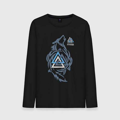 Мужской лонгслив Фенрир скандинавчкая руна / Черный – фото 1