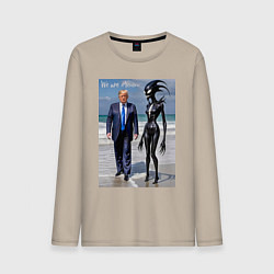 Лонгслив хлопковый мужской Donald Trump and symbiote girl - ai art fantasy, цвет: миндальный