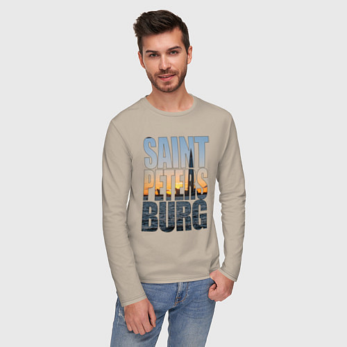 Мужской лонгслив Санкт-Петербург Лахта центр / Миндальный – фото 3