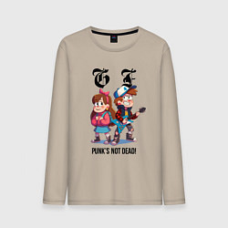 Лонгслив хлопковый мужской Dipper and Mabel - punks not dead meme, цвет: миндальный