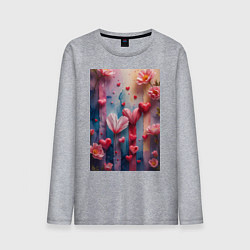 Мужской лонгслив Композиция из цветов и сердечек