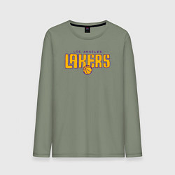 Лонгслив хлопковый мужской Team Los Angeles Lakers, цвет: авокадо