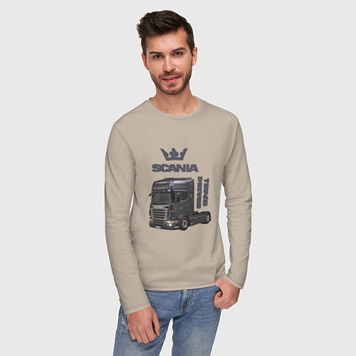 Мужской лонгслив Скания truck driver / Миндальный – фото 3