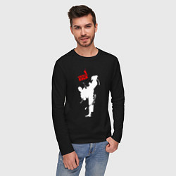 Лонгслив хлопковый мужской Кикбоксинг - атака, цвет: черный — фото 2