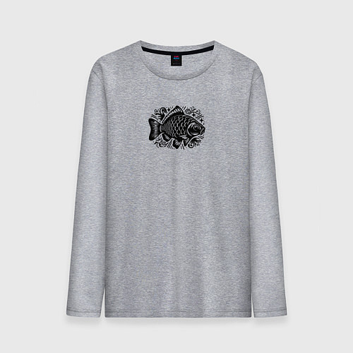 Мужской лонгслив Рыба с орнаментами / Меланж – фото 1