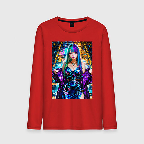 Мужской лонгслив Девушка поп идол / Красный – фото 1