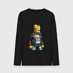 Лонгслив хлопковый мужской The harsh Homer Simpson - punks not dead, цвет: черный