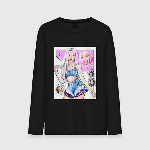 Мужской лонгслив Blackpink - Rose / Черный – фото 1