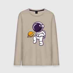 Лонгслив хлопковый мужской Saturn football, цвет: миндальный