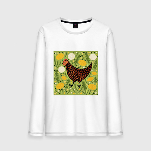 Мужской лонгслив Курочка ряба / Белый – фото 1