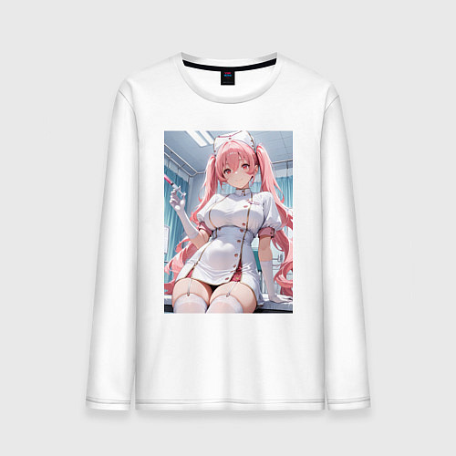 Мужской лонгслив Медсестричка сделает тебе укол любви / Белый – фото 1