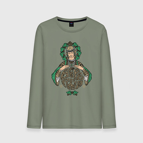 Мужской лонгслив Славянская богиня Берегиня / Авокадо – фото 1