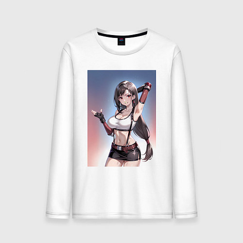 Мужской лонгслив Тифа Локхарт из Final Fantasy VII / Белый – фото 1