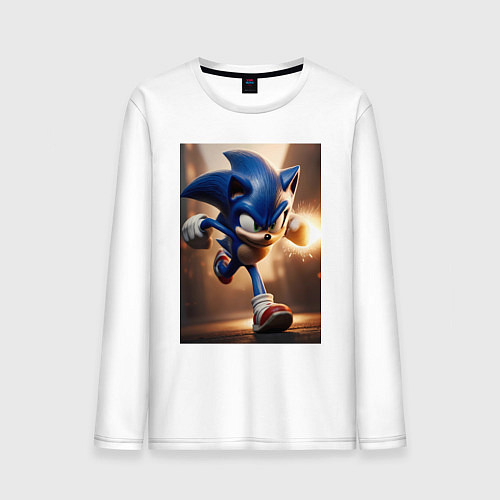 Мужской лонгслив Бегущий Соник / Белый – фото 1