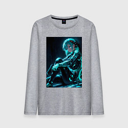 Мужской лонгслив Девушка киборг в стиле Cyberpunk