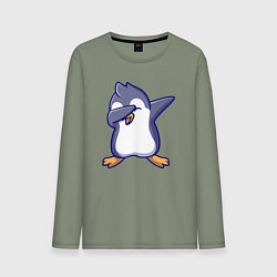 Лонгслив хлопковый мужской Dab penguin, цвет: авокадо