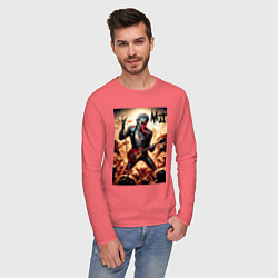 Лонгслив хлопковый мужской Mick Jagger - Rolling Stones, цвет: коралловый — фото 2