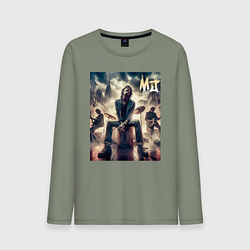 Мужской лонгслив Rolling Stones - Mick Jagger / Авокадо – фото 1