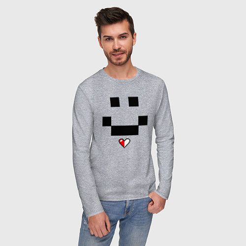 Мужской лонгслив Minecraft улыбка и любовь / Меланж – фото 3