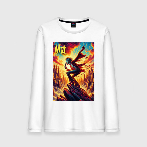 Мужской лонгслив Mick Jagger -mountain fantasy / Белый – фото 1