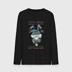 Лонгслив хлопковый мужской Уставший кролик, цвет: черный