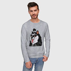 Лонгслив хлопковый мужской NFT Doge - Kiss, цвет: меланж — фото 2
