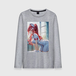 Лонгслив хлопковый мужской Медсестричка позаботится о тебе, цвет: меланж