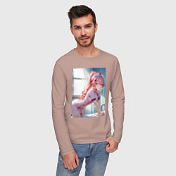 Лонгслив хлопковый мужской Медсестричка позаботится о тебе, цвет: пыльно-розовый — фото 2