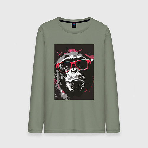 Мужской лонгслив Мартышка в очках / Авокадо – фото 1
