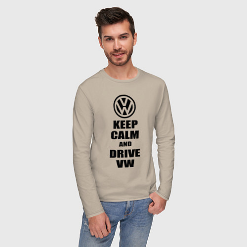 Мужской лонгслив Keep Calm & Drive VW / Миндальный – фото 3